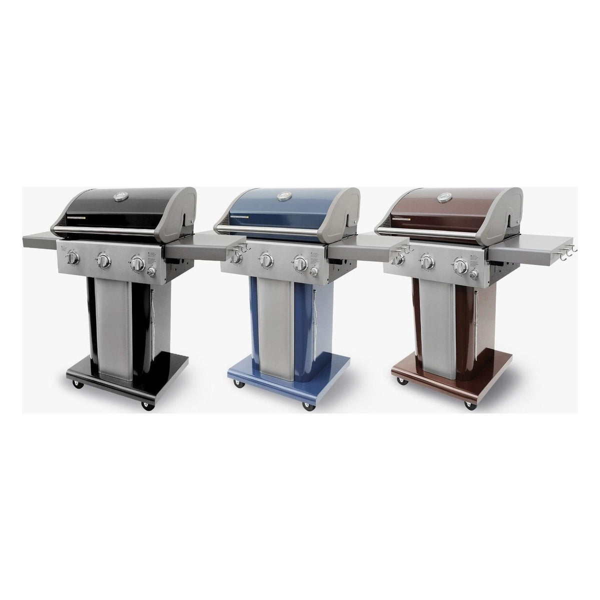 3-Burner Gas Grill with Foldable Side Shelves