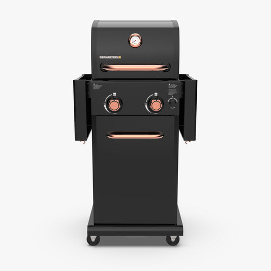 2-Burner Gas Grill with Foldable Side Shelves