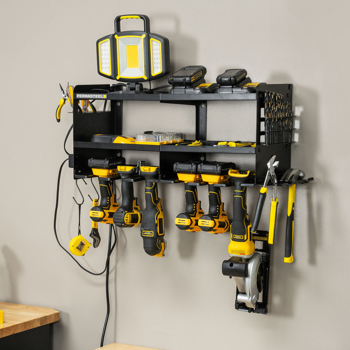 24.6" 6-Bay Heavy Duty Wall Mounted Power Tool Organizer
