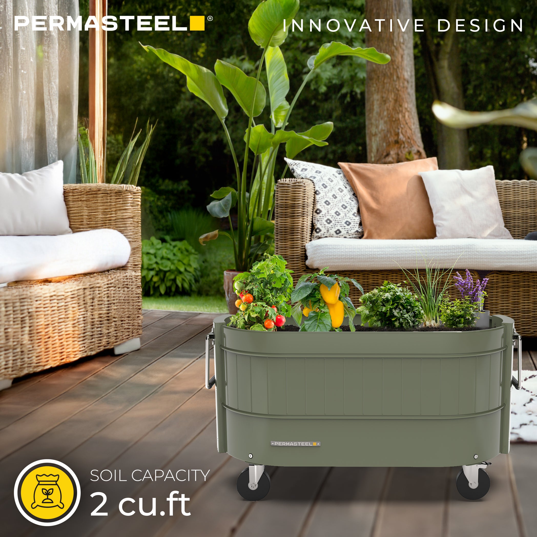 Self-Watering Garden Bed with Caster Wheels