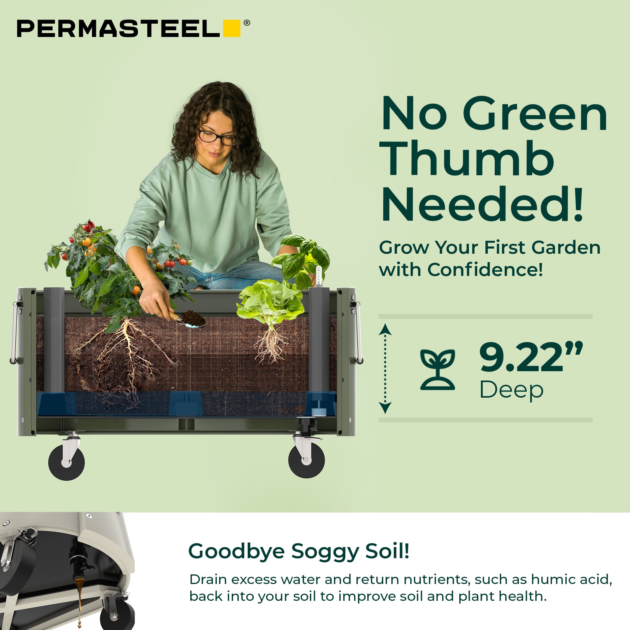 Self-Watering Garden Bed with Caster Wheels