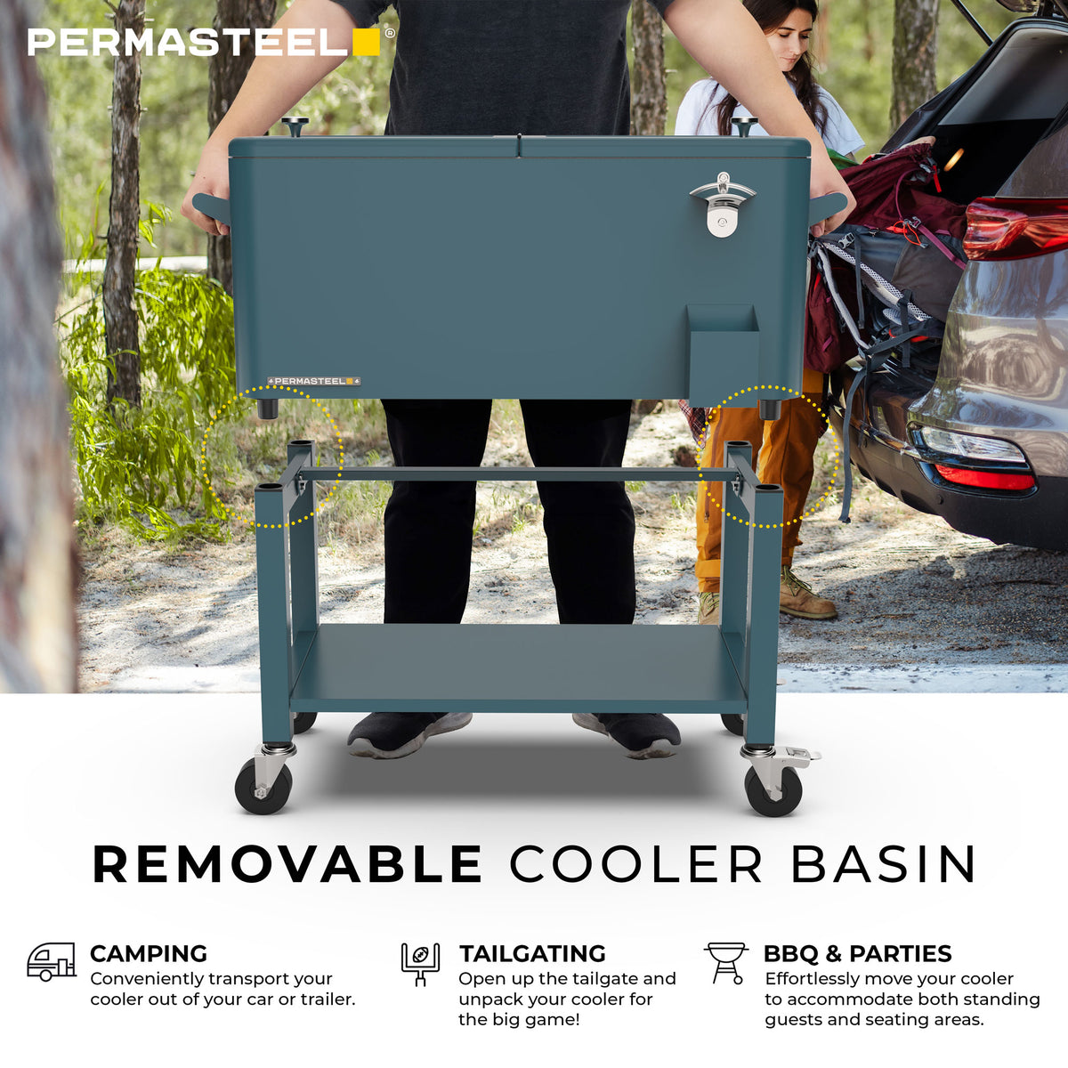 80-Quart Rolling Patio Cooler with Removable Basin and Divider