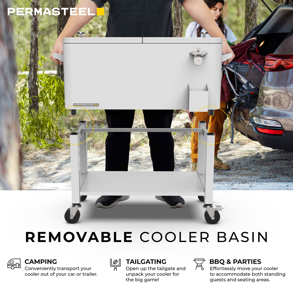 80-Quart Rolling Patio Cooler with Removable Basin and Divider