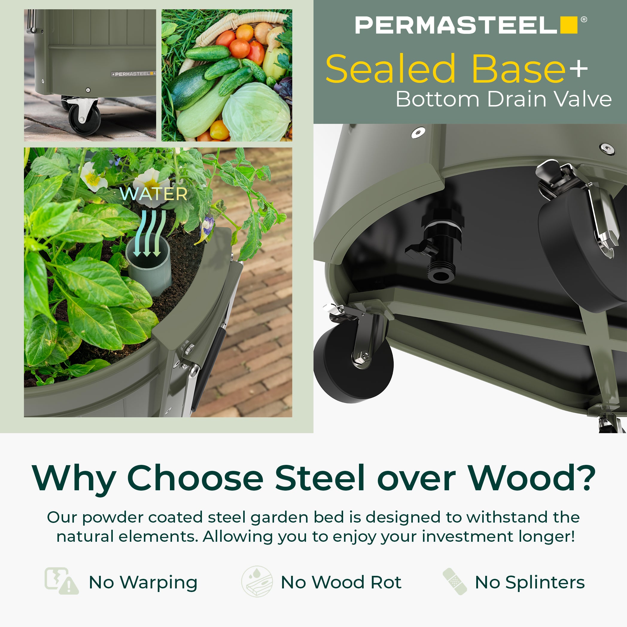 Self-Watering Garden Bed with Caster Wheels