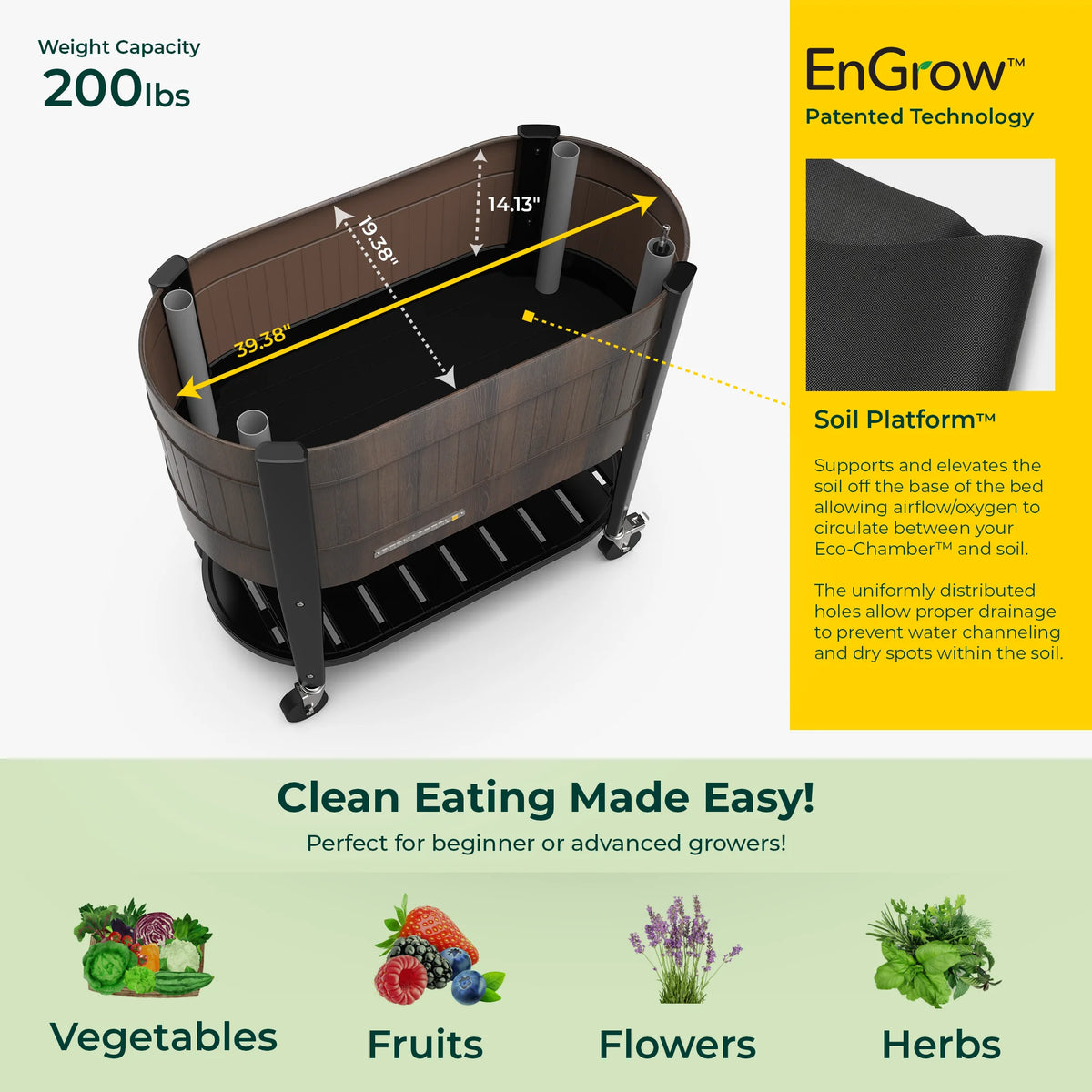Elevated Garden Bed with EnGrow™ TrueSoil™ Technology