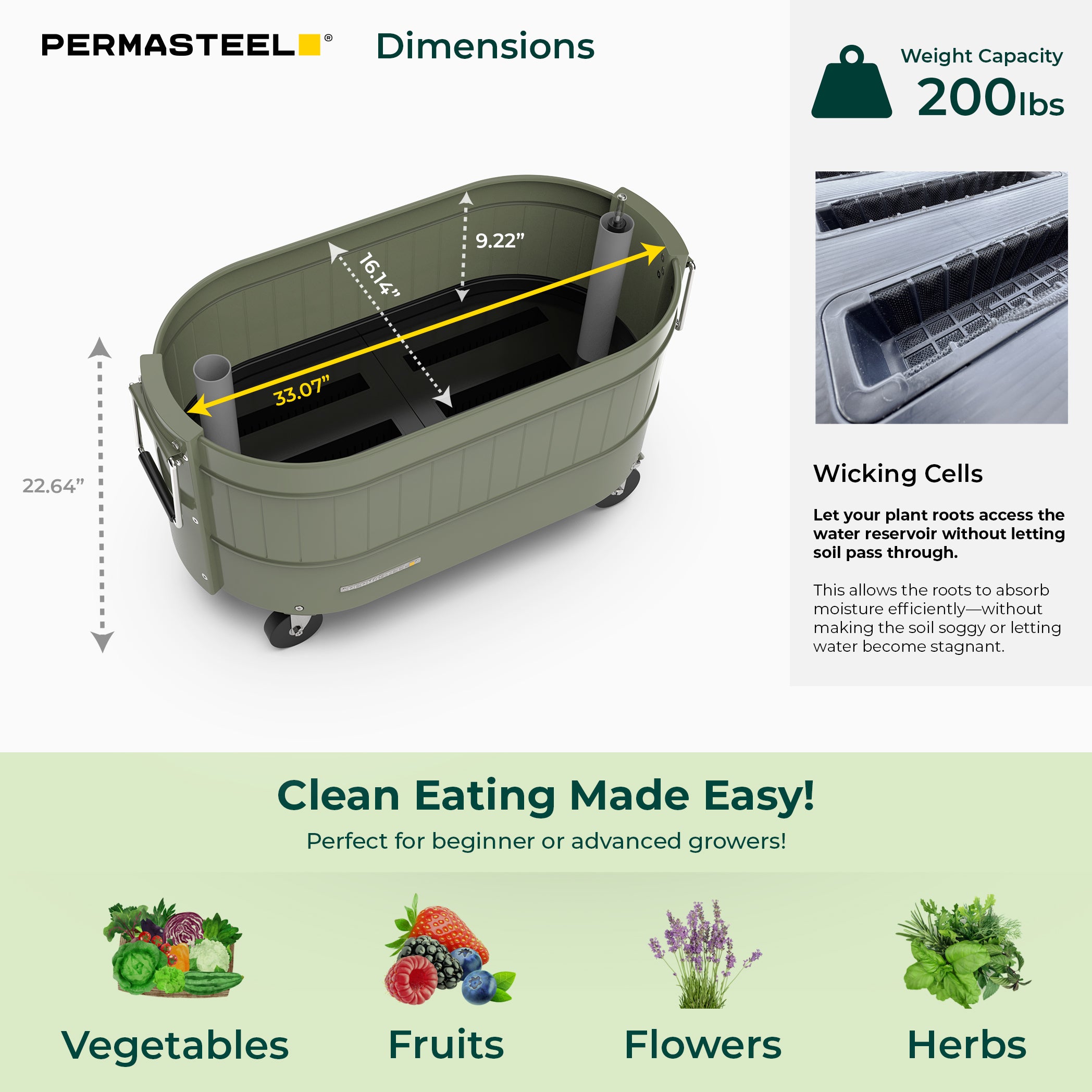 Self-Watering Garden Bed with Caster Wheels