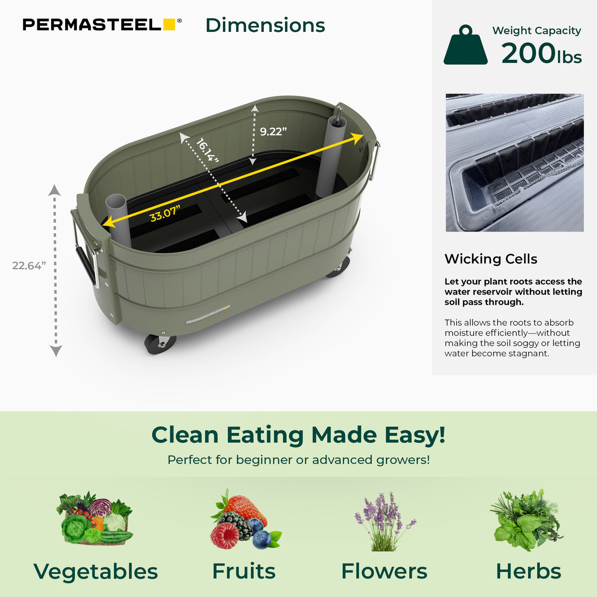 Self-Watering Garden Bed with Caster Wheels