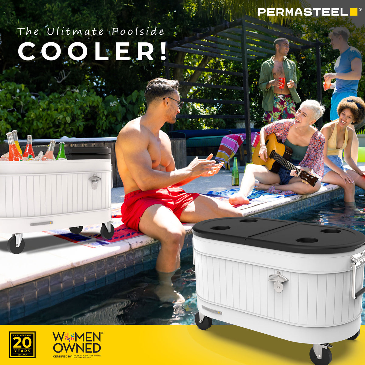 80-Quart Rolling Cooler with Caster Wheels