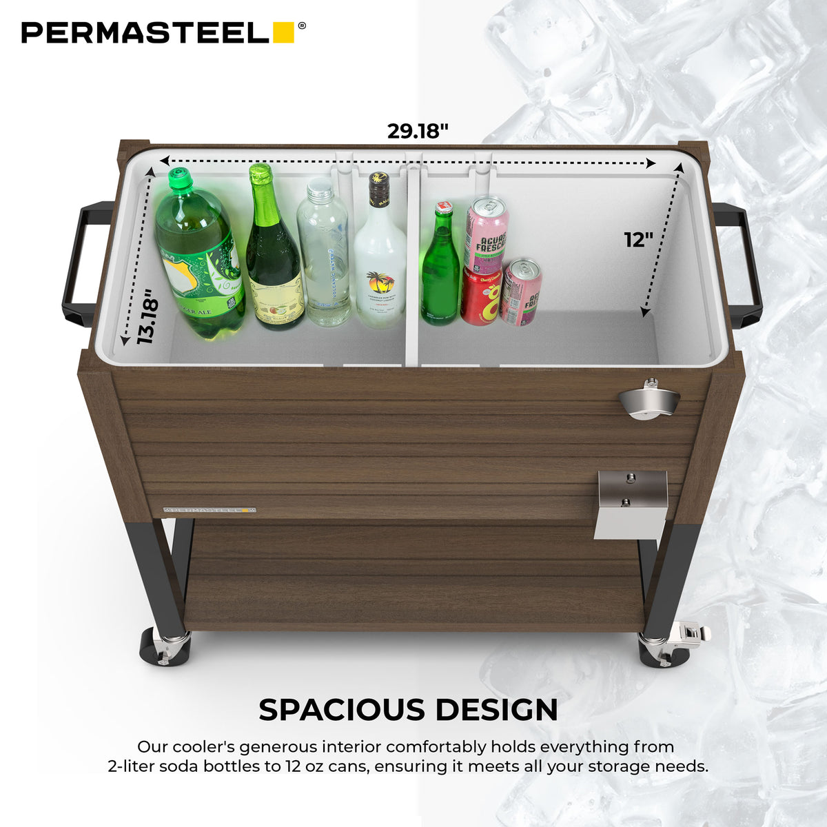 80-Quart Woodgrain Patio Cooler with Divider