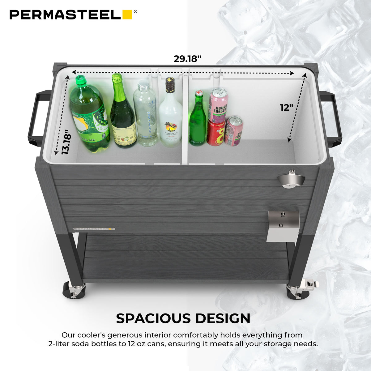 80-Quart Woodgrain Patio Cooler with Divider