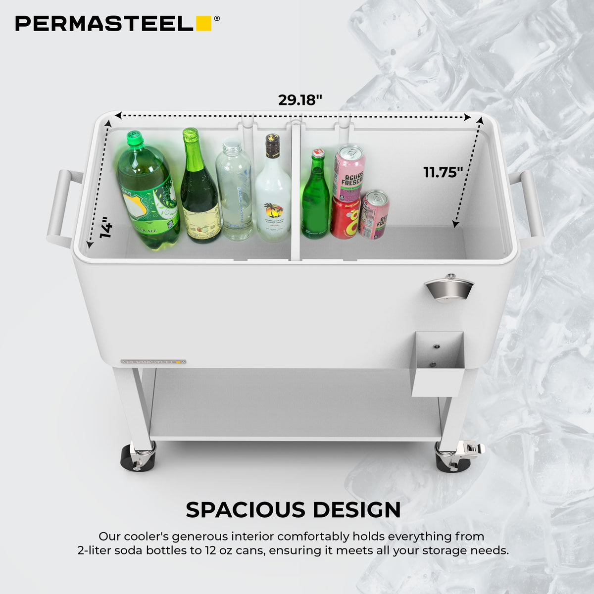 80-Quart Rolling Patio Cooler with Removable Basin and Divider