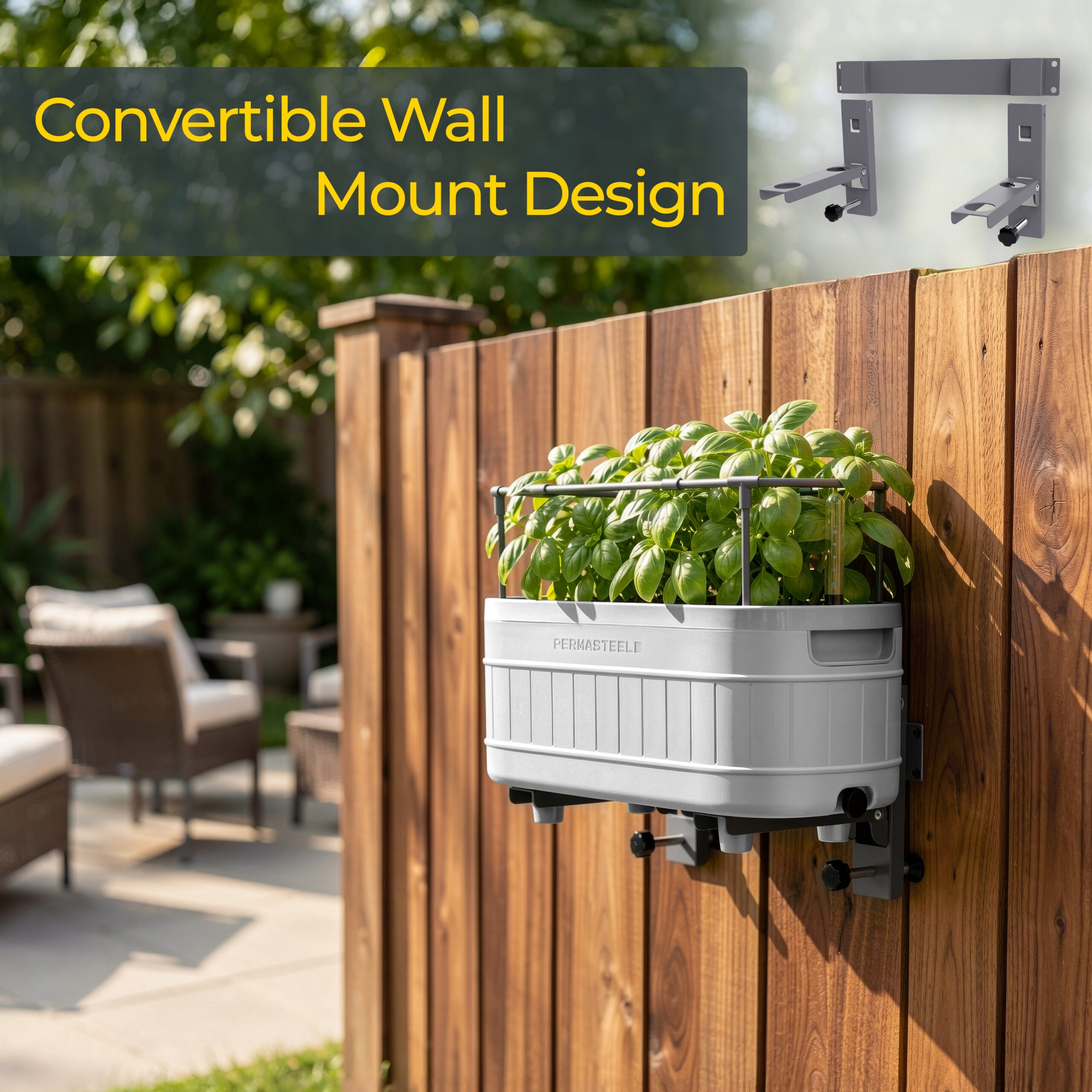 Self-Watering Herb Garden Planter with Adjustable Bracket