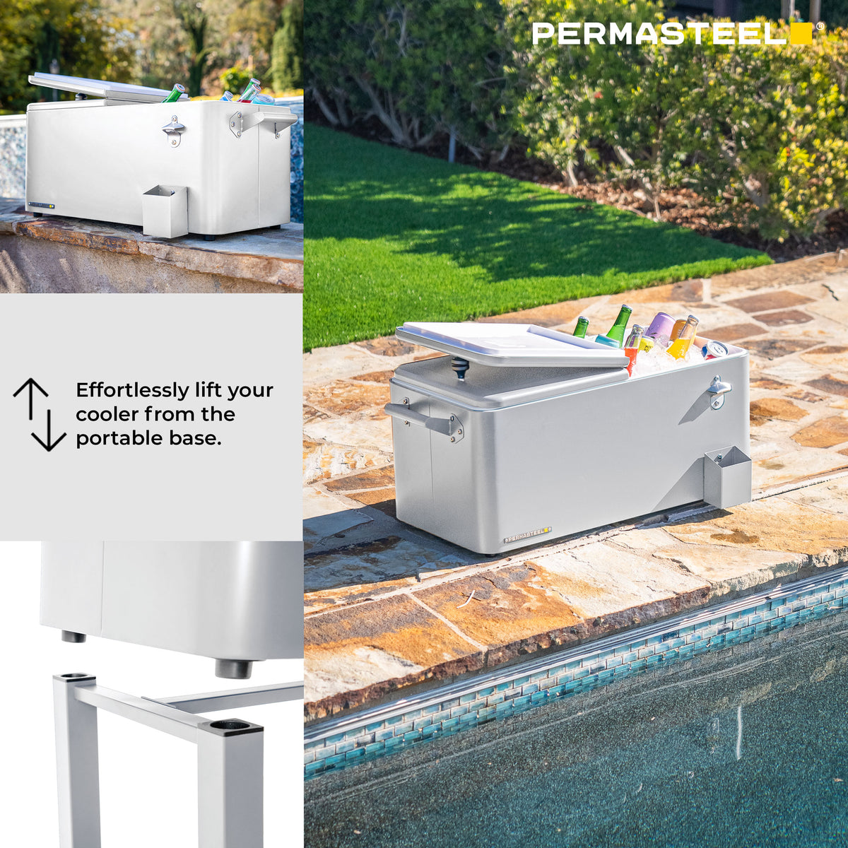 80-Quart Rolling Patio Cooler with Removable Basin and Divider