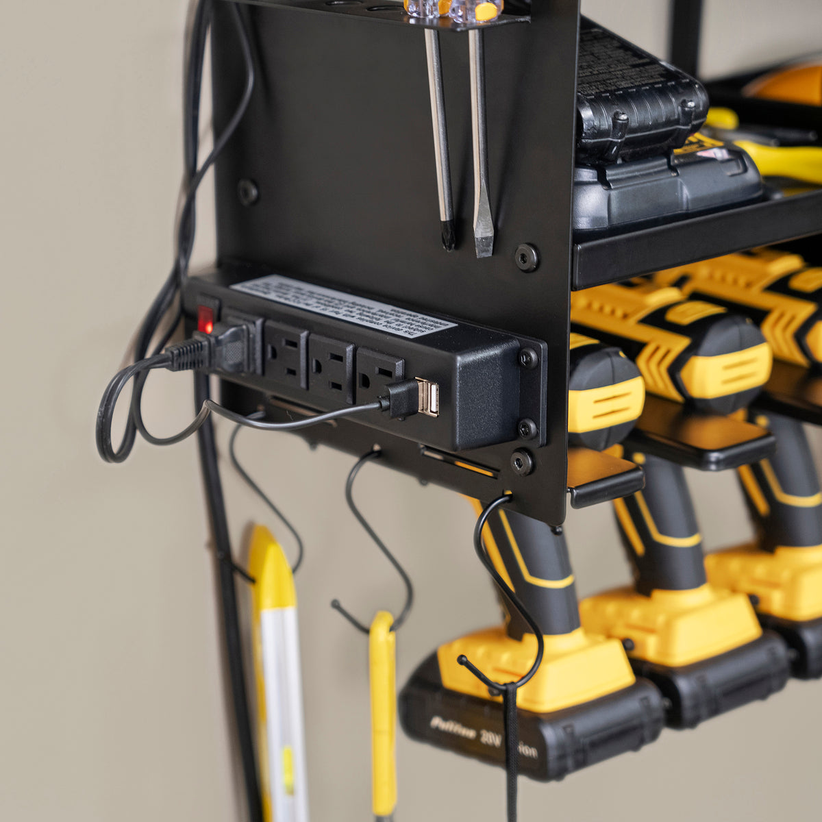 24.6" 6-Bay Heavy Duty Wall Mounted Power Tool Organizer
