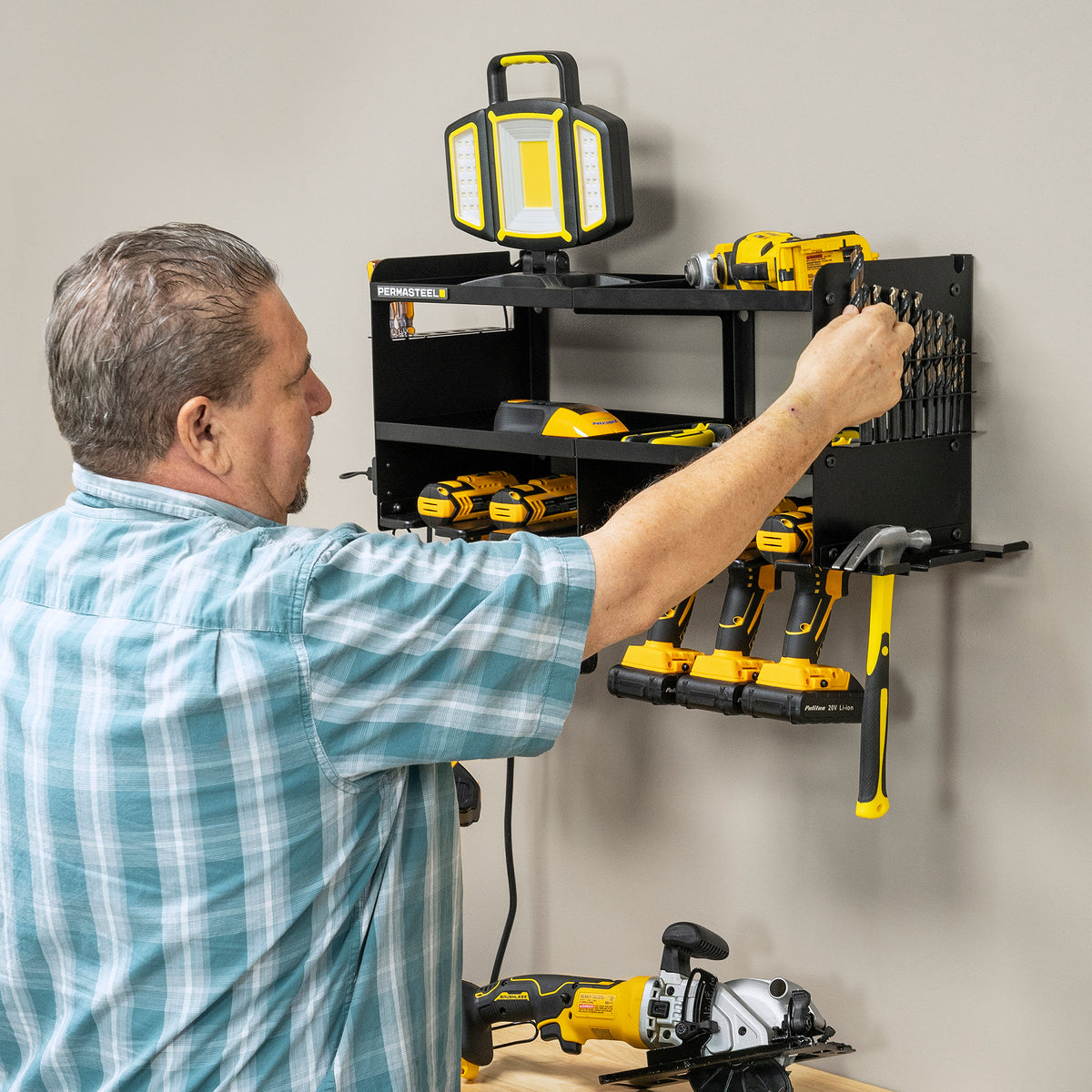24.6" 6-Bay Heavy Duty Wall Mounted Power Tool Organizer