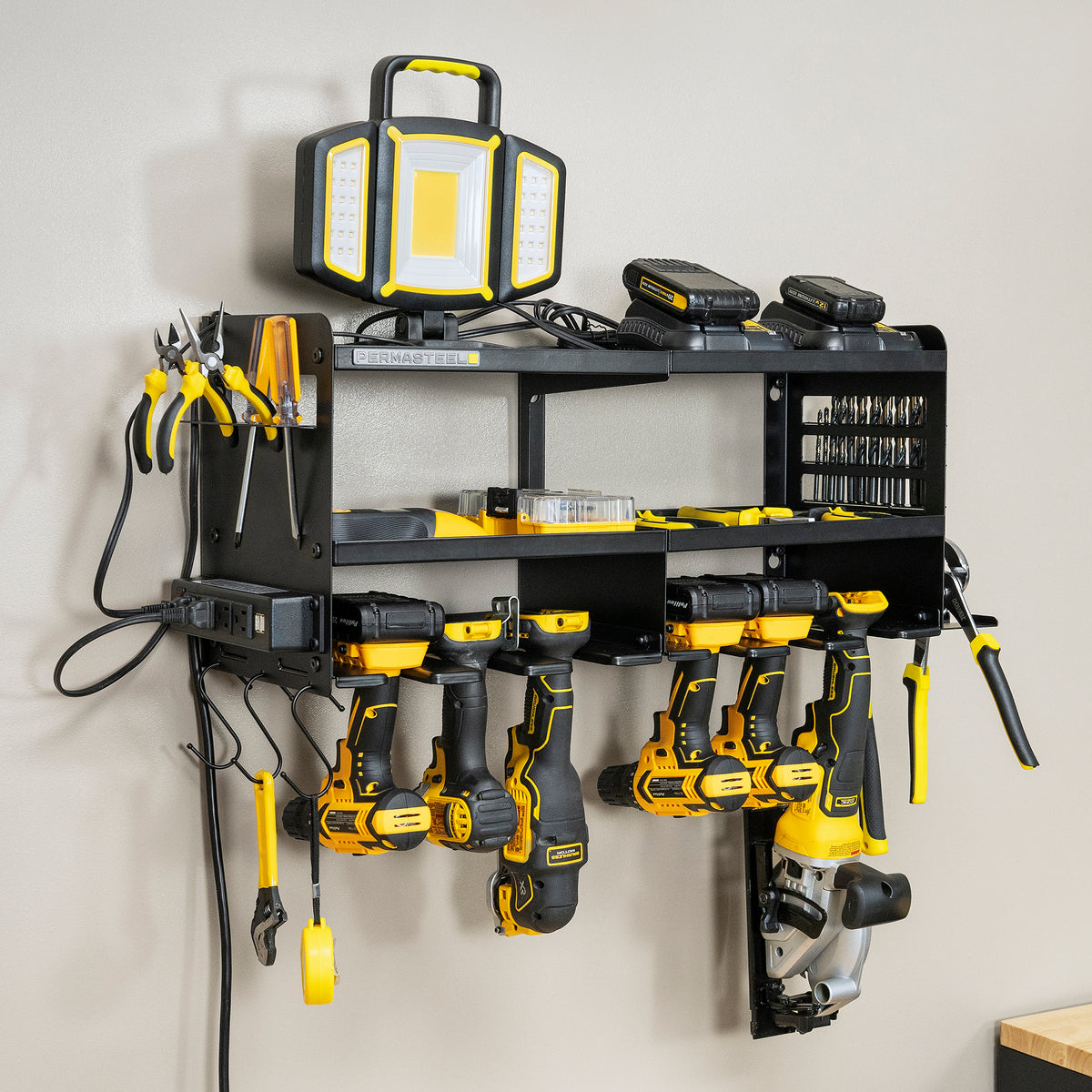 24.6" 6-Bay Heavy Duty Wall Mounted Power Tool Organizer