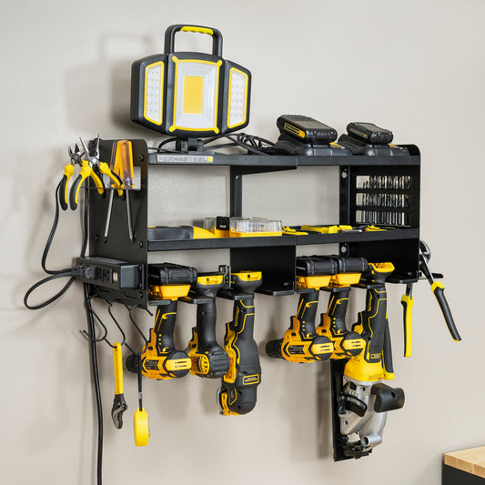 24.6" 6-Bay Heavy Duty Wall Mounted Power Tool Organizer