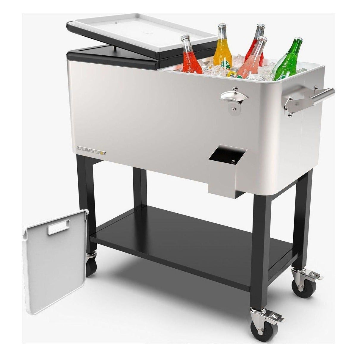 80-Quart Rolling Patio Cooler with Removable Basin and Divider