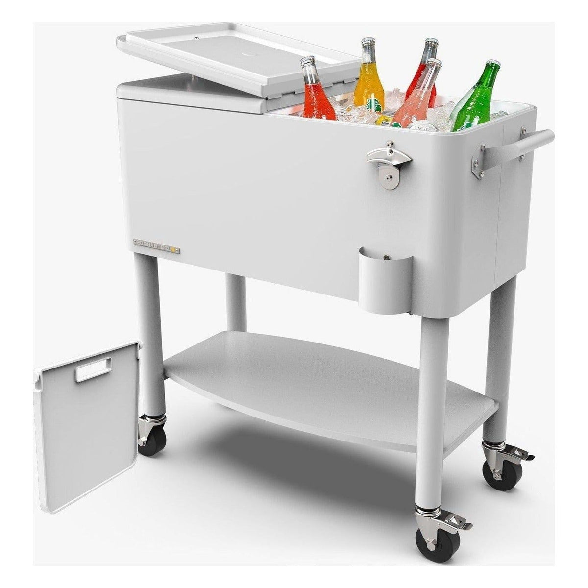 80 Qt Patio Cooler with Dividers, White