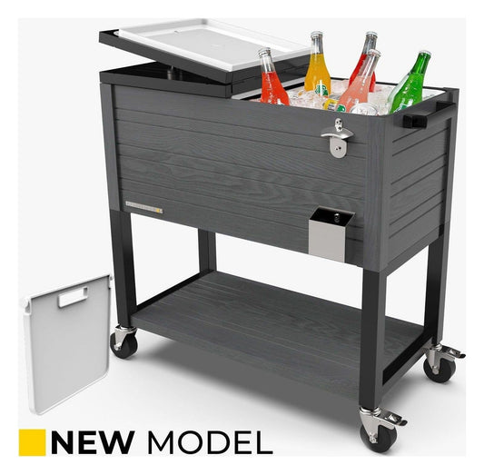 80-Quart Woodgrain Patio Cooler with Divider