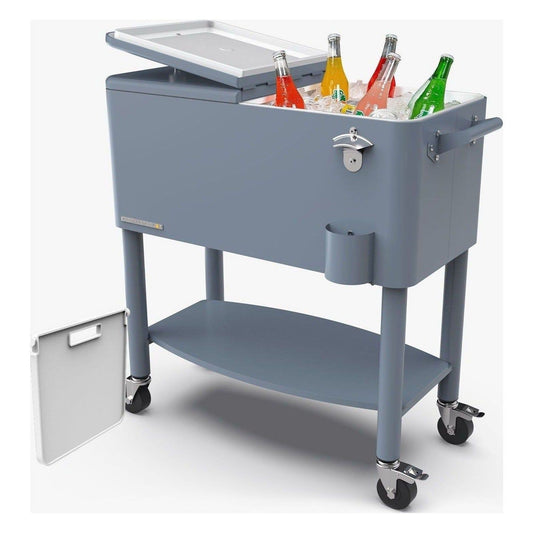 80 Qt Patio Cooler with Dividers, Blue