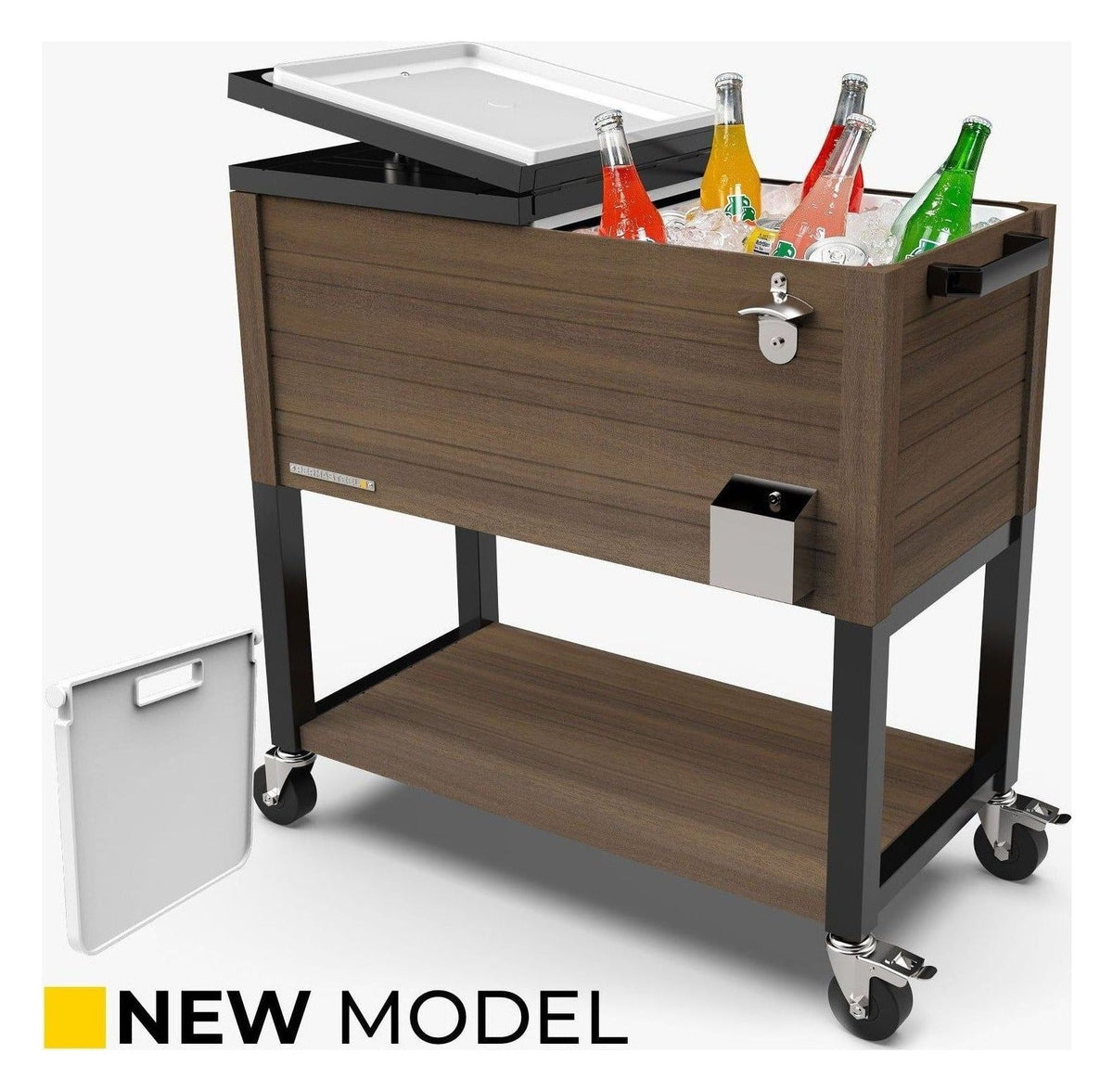 80-Quart Woodgrain Patio Cooler with Divider