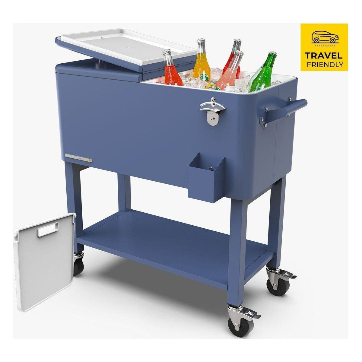 80-Quart Rolling Patio Cooler with Removable Basin and Divider