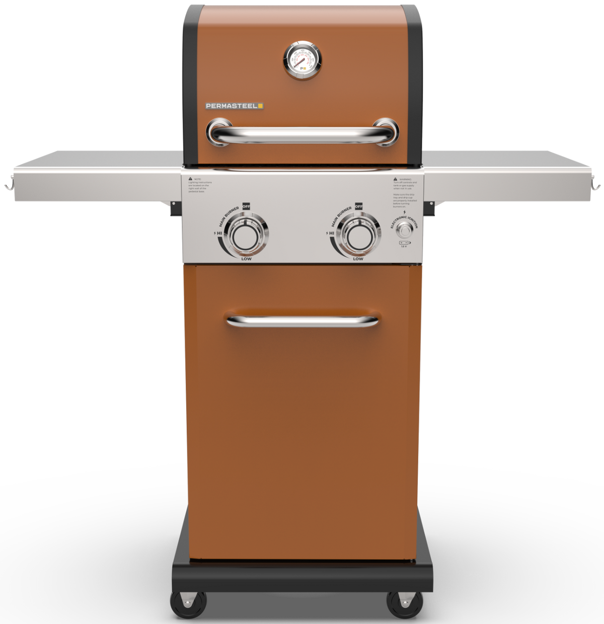 2-Burner Gas Grill with Foldable Side Shelves