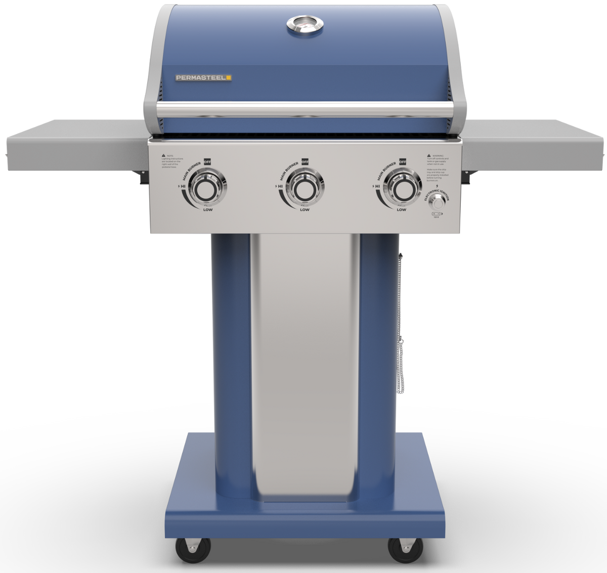 3-Burner Gas Grill with Foldable Side Shelves