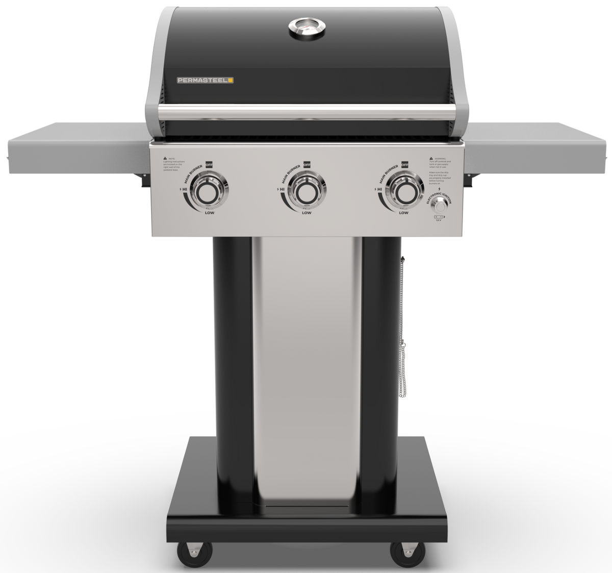 3-Burner Gas Grill with Foldable Side Shelves