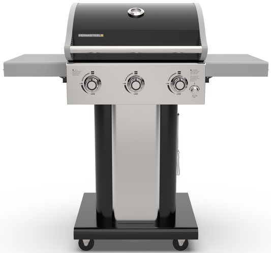 3-Burner Gas Grill with Foldable Side Shelves