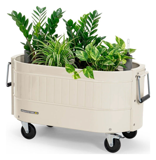 Self-Watering Garden Bed with Caster Wheels, Ivory White