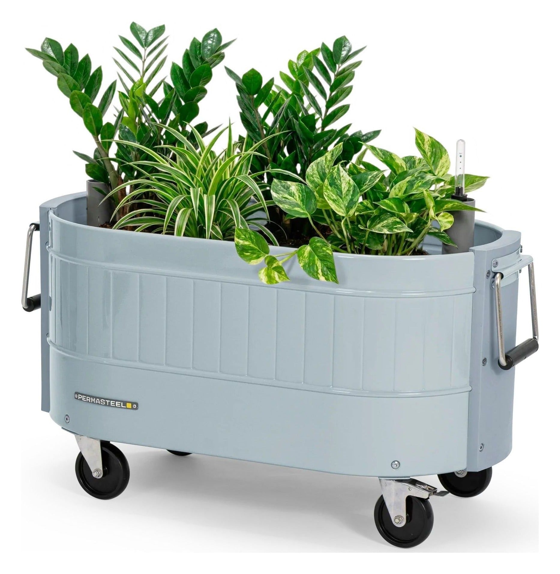 Self-Watering Garden Bed with Caster Wheels, Powder Blue