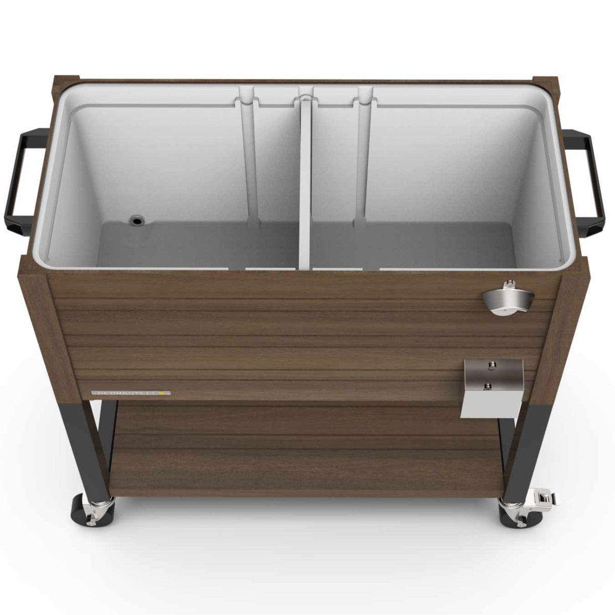 80-Quart Woodgrain Patio Cooler with Divider