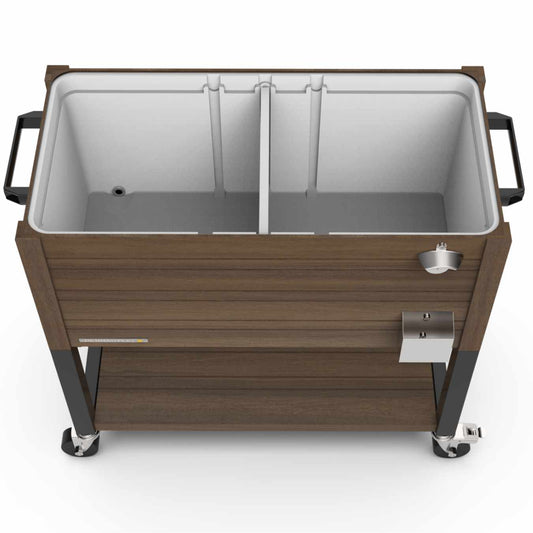 80-Quart Woodgrain Patio Cooler with Divider