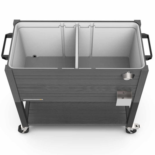 80-Quart Woodgrain Patio Cooler with Divider