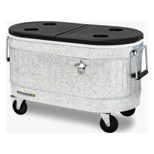 80-Quart Galvanized Steel Rolling Cooler with Wheels