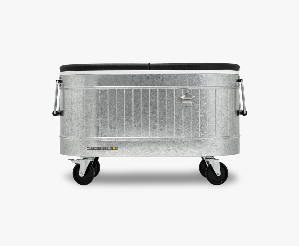 Permasteel 80-Qt Galvanized Steel Rolling Cooler with Wheels