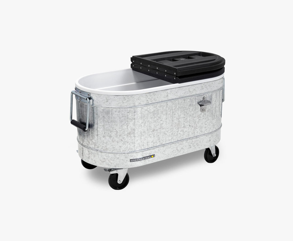 Permasteel 80-Qt Galvanized Steel Rolling Cooler with Wheels