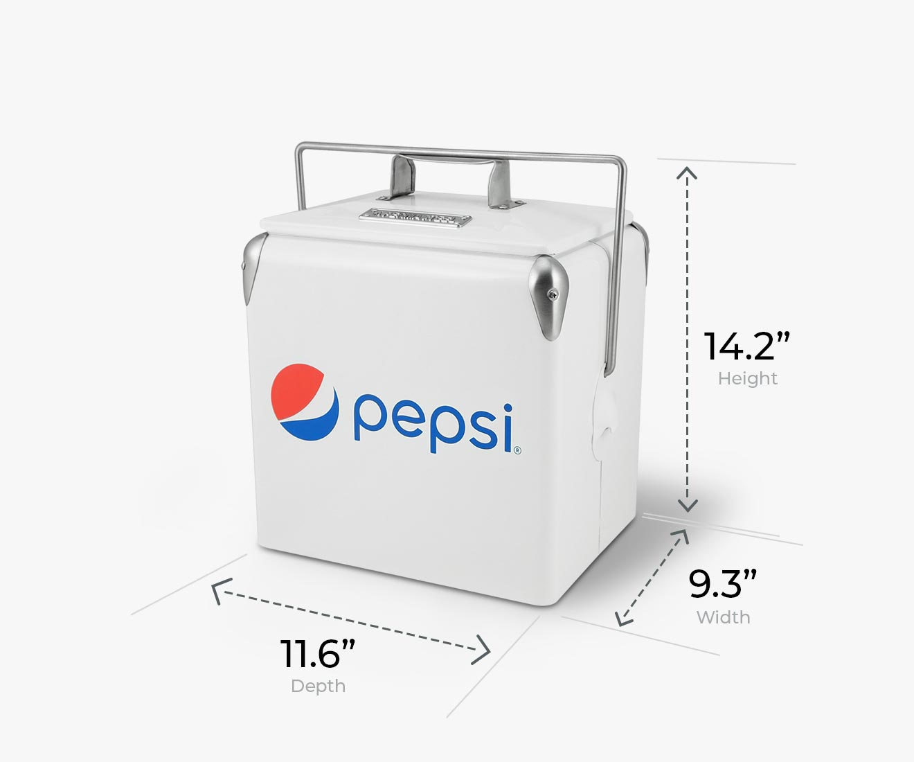 White Pepsi Small Cooler 14-Quart Vintage Retro Personal Travel Size Ice Chest