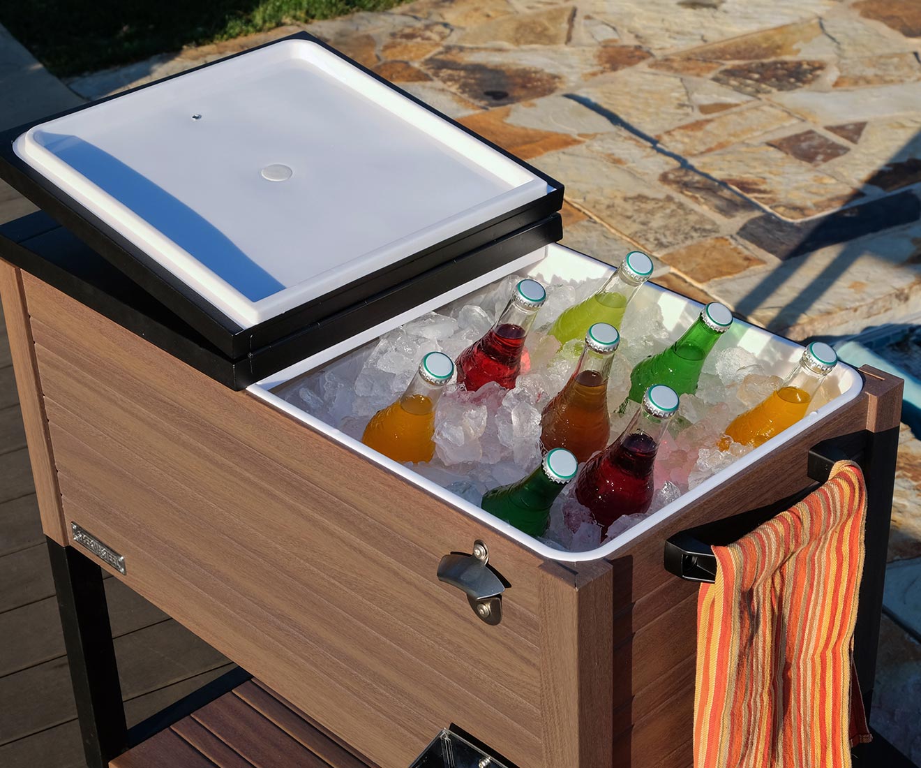 Rolling best sale wood cooler