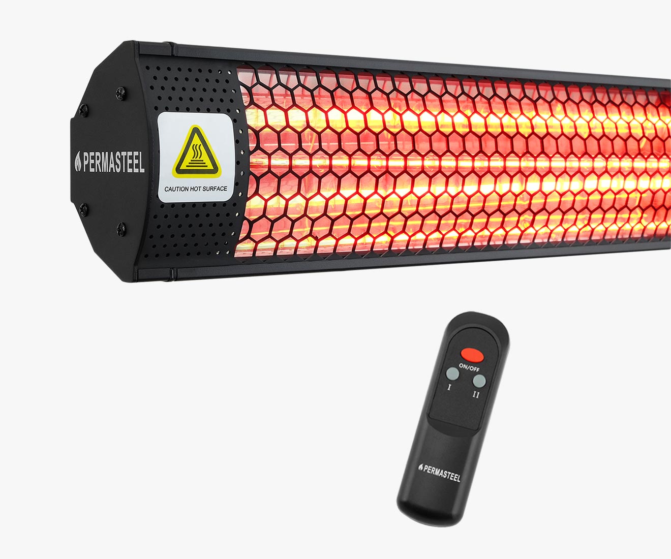 Permasteel PH-90203-BK 1500W Electric Mounted Patio Heater with Remote Control, for Wall or Ceiling