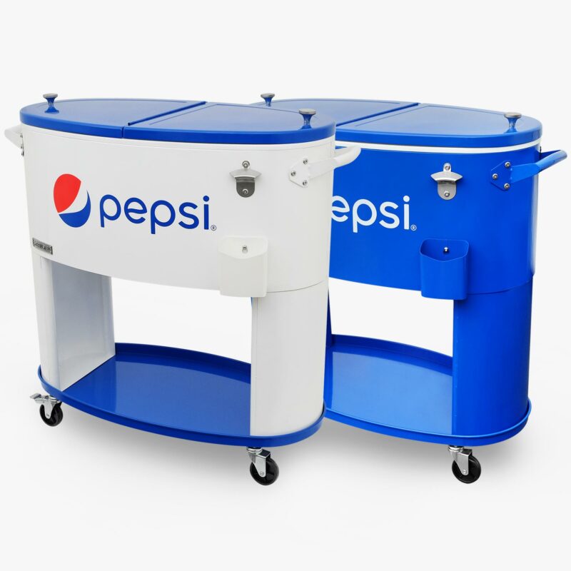 Permasteel 80 Quart Pepsi Cooler for Outdoor Backyard Deck Poolside Pool Porch in Pepsi Blue PS-80PE
