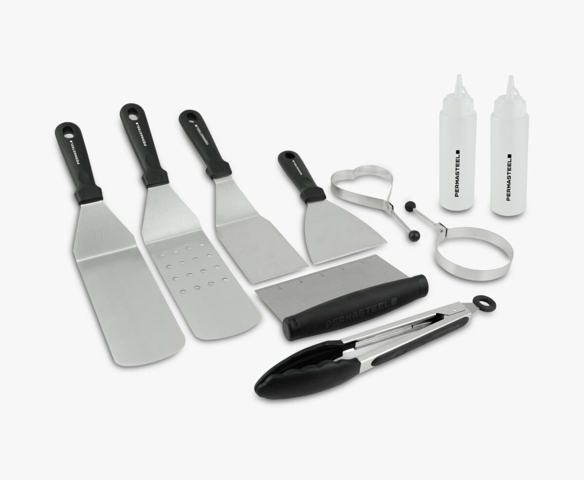 Permasteel 10-Pc Griddle Set Utensils Cooking Tools for Flat Top Grills Griddles Blackstone