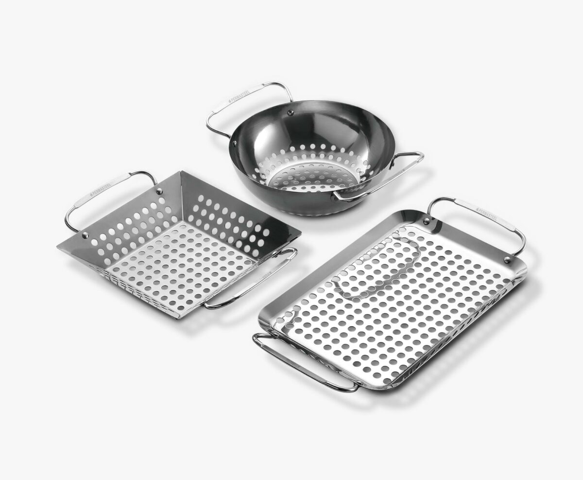 Permasteel PA-12010-SS Stainless Steel 3-piece Grilling Basket Set for Outdoor Grill