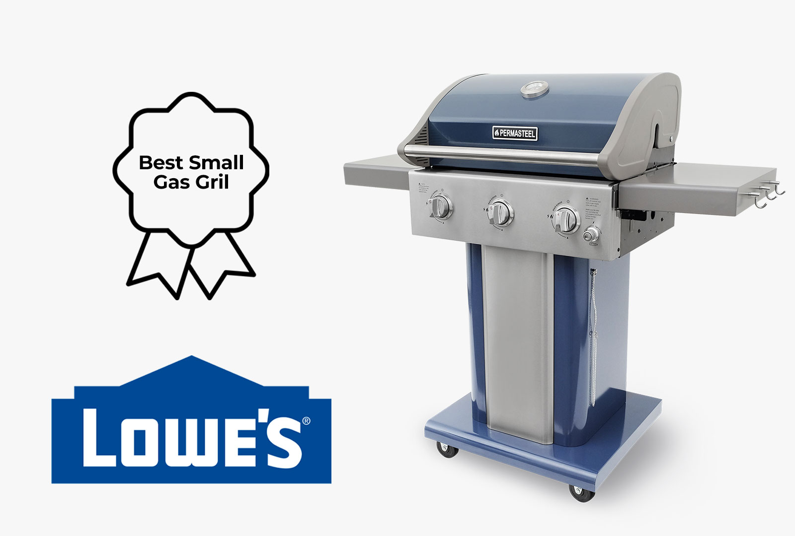 2022 - Permasteel 3-Burner Gas Grill in Azure Named "Best Small Gas Grill" at Lowe's