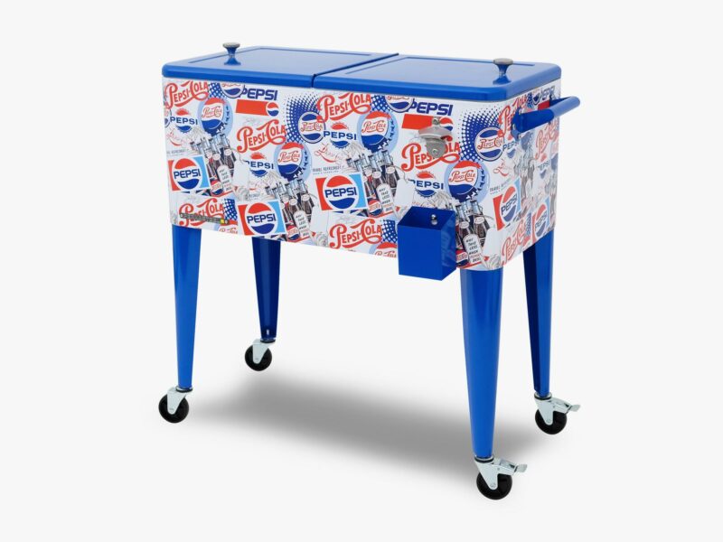 Pepsi 80-Quart Wrapped Graphic Outdoor Rolling Patio Cooler Officially Licensed Cooler for Backyard Deck Patio Product Image 1