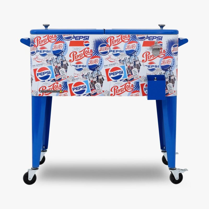Pepsi 80-Quart Wrapped Graphic Outdoor Rolling Patio Cooler Officially Licensed Cooler for Backyard Deck Patio Product Image 2