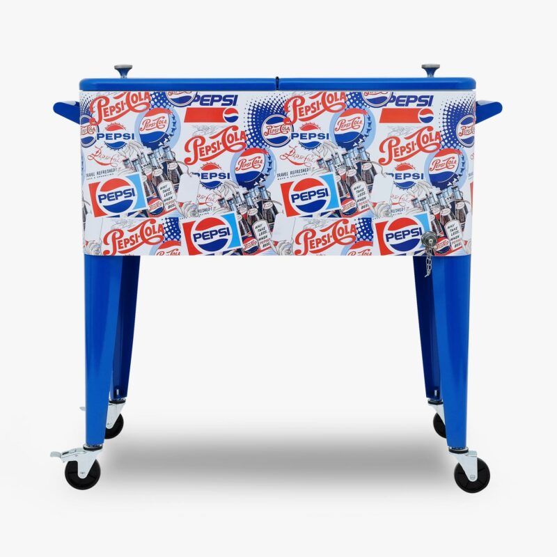 Pepsi 80-Quart Wrapped Graphic Outdoor Rolling Patio Cooler Officially Licensed Cooler for Backyard Deck Patio Product Image 5