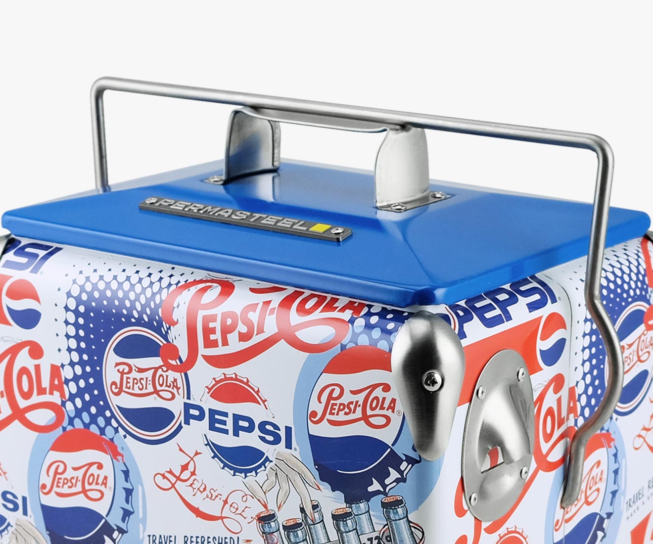 Pepsi 14-Quart Small Portable Picnic Cooler with Old Vintage Pepsi Logos Officially Licensed Cooler Personal Cooler Product Features Image 3